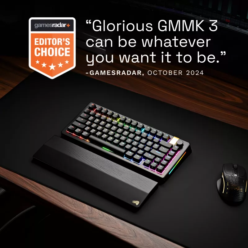 Mechaninė žaidimų klaviatūra GLORIOUS GMMK 3 PRO HE 75% Wireless RF + Bluetooth, RGB, US QWERTY, juoda