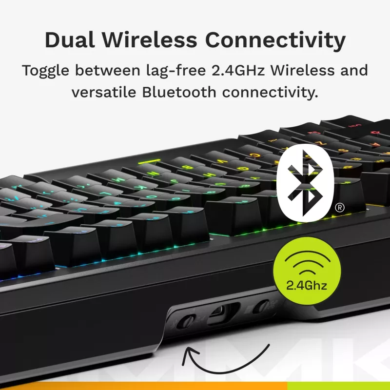Mechaninė žaidimų klaviatūra GLORIOUS GMMK 3 PRO HE 75% Wireless RF + Bluetooth, RGB, US QWERTY, juoda