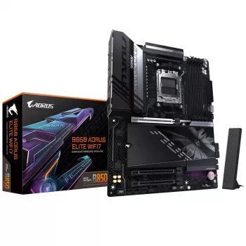 Motininė plokštė GIGABYTE B850 AORUS ELITE WIFI7 — AMD B850, lizdas AM5, ATX, DDR5, 4x DIMM, 256 GB, Wi‑Fi 7, 2.5Gb LAN