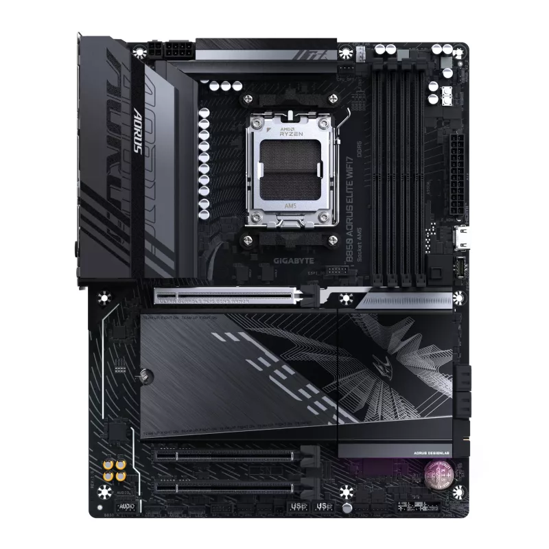 Motininė plokštė GIGABYTE B850 AORUS ELITE WIFI7 — AMD B850, lizdas AM5, ATX, DDR5, 4x DIMM, 256 GB, Wi‑Fi 7, 2.5Gb LAN
