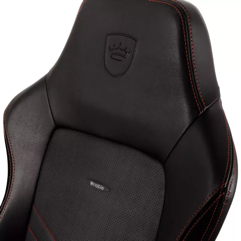 Gaming kėdė noblechairs Hero PU Leather – oro pripūsta sėdynė, paminkštintas atlošas, juoda, 137 cm aukštis, 150 kg talpa
