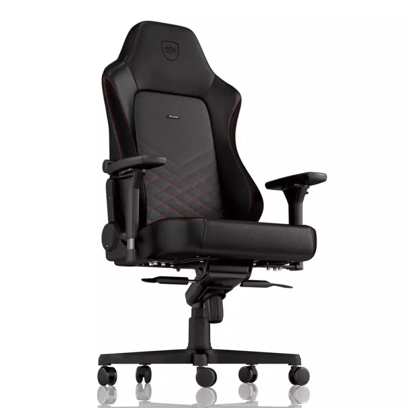 Gaming kėdė noblechairs Hero PU Leather – oro pripūsta sėdynė, paminkštintas atlošas, juoda, 137 cm aukštis, 150 kg talpa