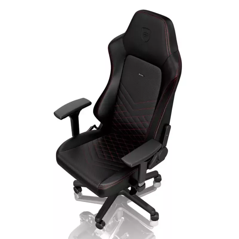 Gaming kėdė noblechairs Hero PU Leather – oro pripūsta sėdynė, paminkštintas atlošas, juoda, 137 cm aukštis, 150 kg talpa