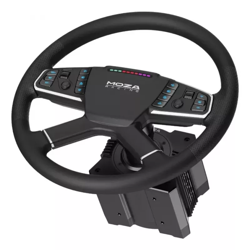 Moza Racing TSW vairas sunkvežimių simuliatoriams, PC, laidinis ir belaidis, juodas, aliuminis, dirbtinė oda, polimeras, kabelis
