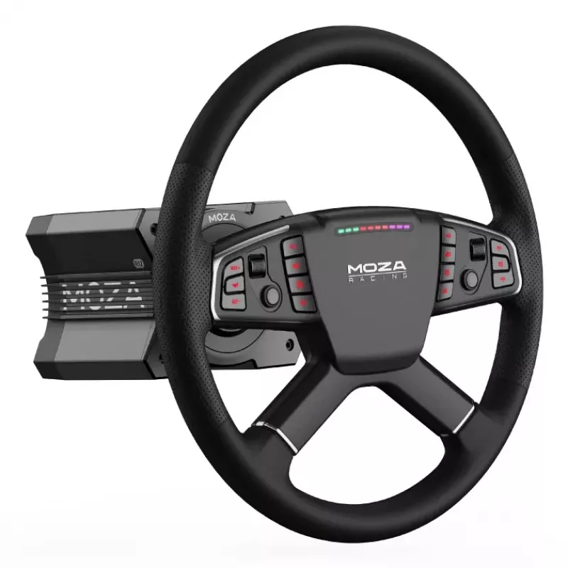 Moza Racing TSW vairas sunkvežimių simuliatoriams, PC, laidinis ir belaidis, juodas, aliuminis, dirbtinė oda, polimeras, kabelis