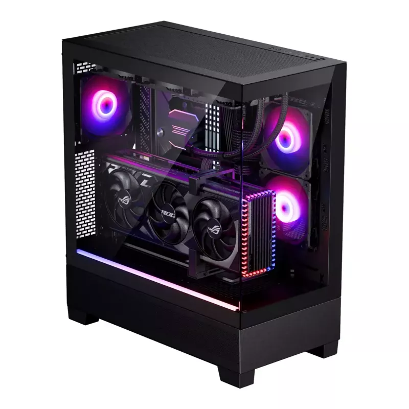 PC korpusas Phanteks XT View Tower Black — Midi-Tower, grūdintas stiklas, RGB, palaiko ATX/EATX/Micro-ATX/Mini-ITX, GPU iki 41,5 cm, CPU aušintuvas 184 mm