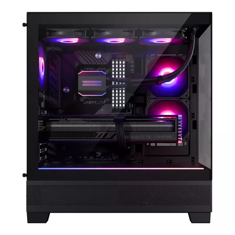 PC korpusas Phanteks XT View Tower Black — Midi-Tower, grūdintas stiklas, RGB, palaiko ATX/EATX/Micro-ATX/Mini-ITX, GPU iki 41,5 cm, CPU aušintuvas 184 mm