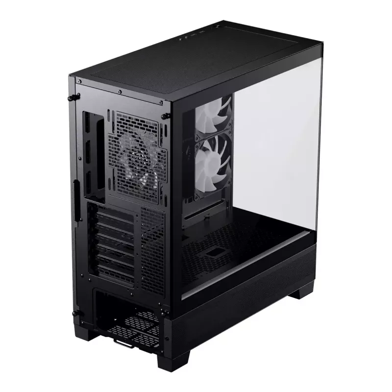 PC korpusas Phanteks XT View Tower Black — Midi-Tower, grūdintas stiklas, RGB, palaiko ATX/EATX/Micro-ATX/Mini-ITX, GPU iki 41,5 cm, CPU aušintuvas 184 mm