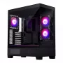 PC korpusas Phanteks XT View Tower Black — Midi-Tower, grūdintas stiklas, RGB, palaiko ATX/EATX/Micro-ATX/Mini-ITX, GPU iki 41,5 cm, CPU aušintuvas 184 mm