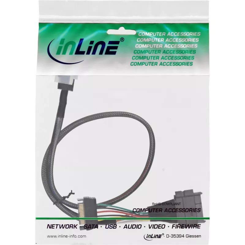 InLine U.2 jungiamasis kabelis, SSD su U.2 (SFF-8639) į SFF-8643 + maitinimas, 0,5 m