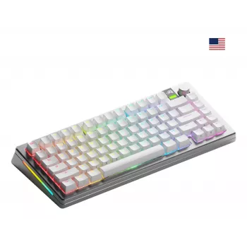 Mechaninė klaviatūra GLORIOUS GMMK 3 PRO 75% Prebuilt Wireless, USB + RF + Bluetooth, QWERTY, sidabrinė