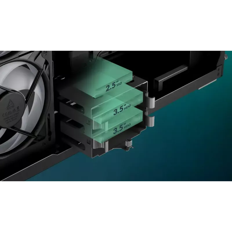 ARCTIC Xtender VG (Juoda) Premium E-ATX kompiuterio korpusas su vertikaliu GPU montavimu