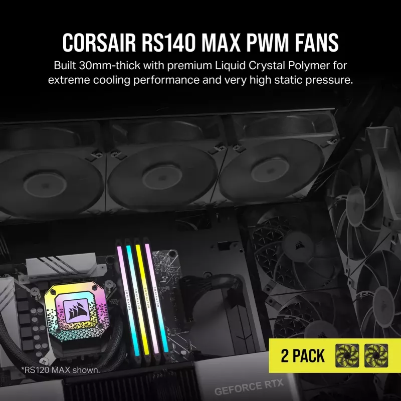 Ventiliatorius Corsair RS140 MAX 140 mm 30 mm 1600 RPM 2 vnt. Juodas