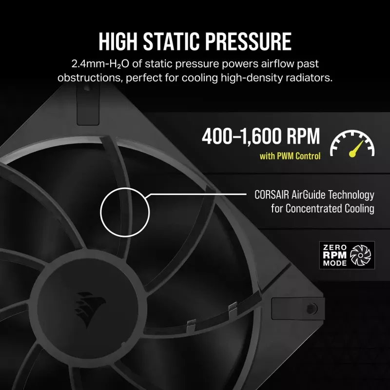 Ventiliatorius Corsair RS140 MAX 140 mm 30 mm 1600 RPM 2 vnt. Juodas