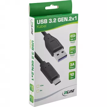 InLine USB 3.2 Gen.1x2 laidas, USB-C (vyriškas) / USB-A (vyriškas), juodas, 2 m