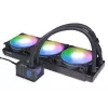 Vandens aušintuvas „Alphacool 13074“ – 120 mm ventiliatoriai, 3 vnt., 2500 RPM, 40 cm vamzdeliai, varinis radiatorius, kelių spalvų LED, juodas