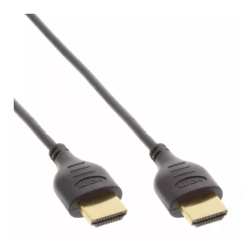 InLine High Speed HDMI laidas su Ethernet, AM/AM, itin plonas, juodas/auksinis, 1,8 m
