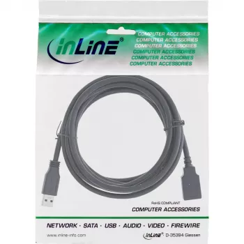 InLine USB 3.2 Gen.1 laidas Type A kištukas / Type B lizdas, juodas, 2m