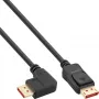 InLine DisplayPort 1.4 kabelis, 8K4K, stačiu kampu, juodas/auksinis, 3 m