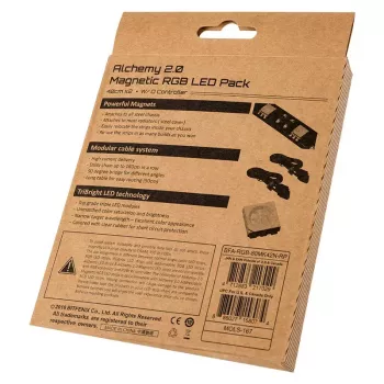 BITFENIX Alchemy 2.0 kompiuterio korpuso apšvietimo rinkinys, universalus, 12V, 5.04W, 2 vnt., 10mm x 0.5m, juoda/balta