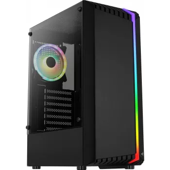 Kompiuterio korpusas AEROCOOL Bionic Midi Tower — ATX, grūdintas stiklas, 3.5“x2 / 2.5”x4, iki 297 mm GPU, 158 mm CPU aušintuvas, mėlynas LED