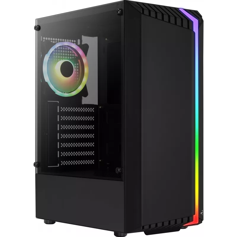 Aerocool Bionic V2 (PGS Bionic-G-BK-v2) Midi Tower kompiuterio korpusas, ATX, RGB, grūdintas stiklas, juodas