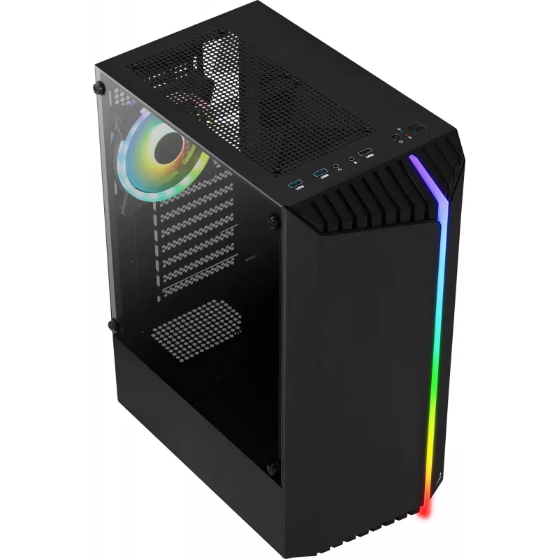 Aerocool Bionic V2 (PGS Bionic-G-BK-v2) Midi Tower kompiuterio korpusas, ATX, RGB, grūdintas stiklas, juodas