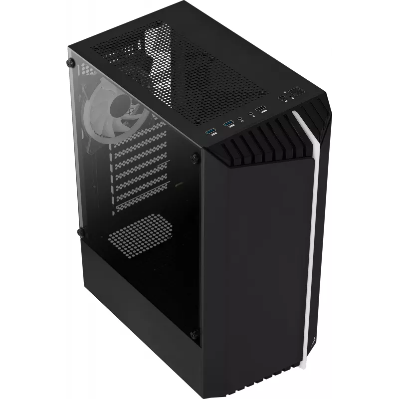 Aerocool Bionic V2 (PGS Bionic-G-BK-v2) Midi Tower kompiuterio korpusas, ATX, RGB, grūdintas stiklas, juodas