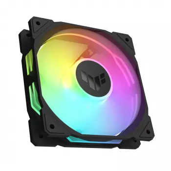 ASUS TUF Gaming TR120 ARGB korpuso ventiliatorius, 120 mm, PWM, 1800–2200 RPM, 76,3 CFM, 2,75 mmH₂O, hidraulinis guolis, juodas