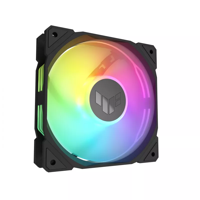 ASUS TUF Gaming TR120 ARGB korpuso ventiliatorius, 120 mm, PWM, 1800–2200 RPM, 76,3 CFM, 2,75 mmH₂O, hidraulinis guolis, juodas