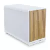Korpusas Lian Li A3-mATX Micro Tower Baltas su Medžio Akcentais — Micro-ATX/Mini-ITX, ATX/SFX/SFX‑L PSU palaikymas