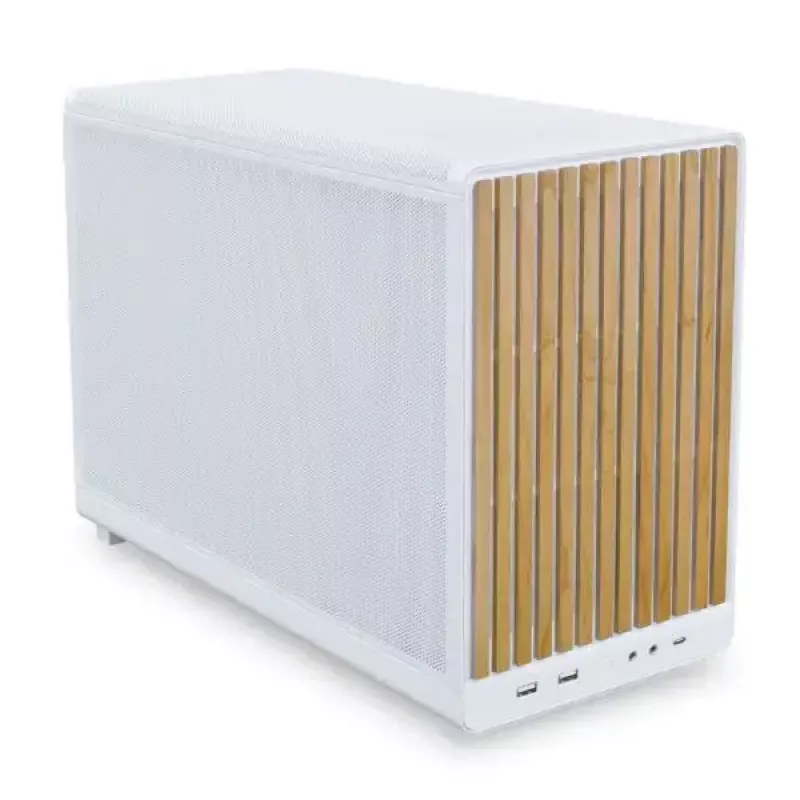 Korpusas Lian Li A3-mATX Micro Tower Baltas su Medžio Akcentais — Micro-ATX/Mini-ITX, ATX/SFX/SFX‑L PSU palaikymas