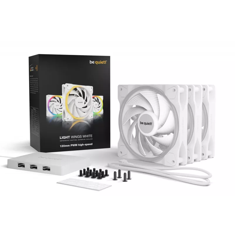 be quiet! Light Wings White 120mm PWM high-speed Triple-Pack – 3 vnt. 12 cm korpuso ventiliatoriai
