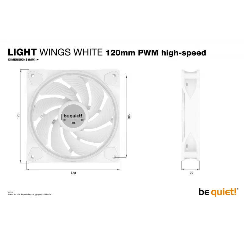 be quiet! Light Wings White 120mm PWM high-speed Triple-Pack – 3 vnt. 12 cm korpuso ventiliatoriai
