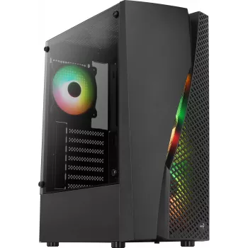 Aerocool WAVEBKV3 ATX korpusas su grūdintu stiklu ir 4 RGB ventiliatoriais, juodas