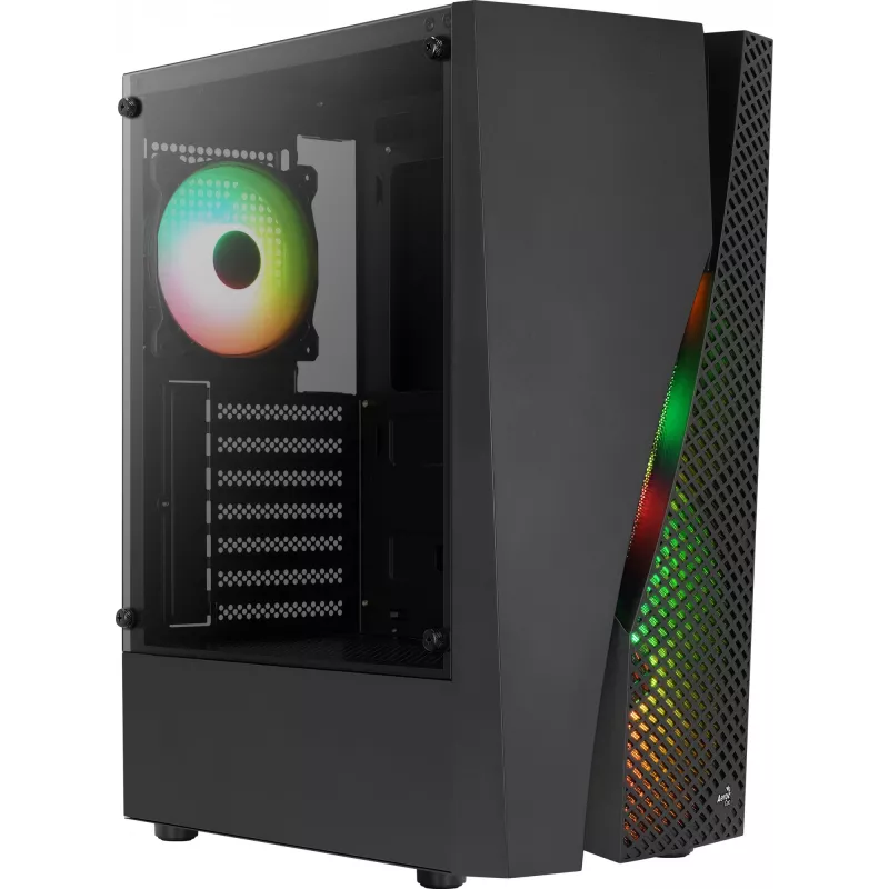 Aerocool WAVEBKV3 ATX korpusas su grūdintu stiklu ir 4 RGB ventiliatoriais, juodas