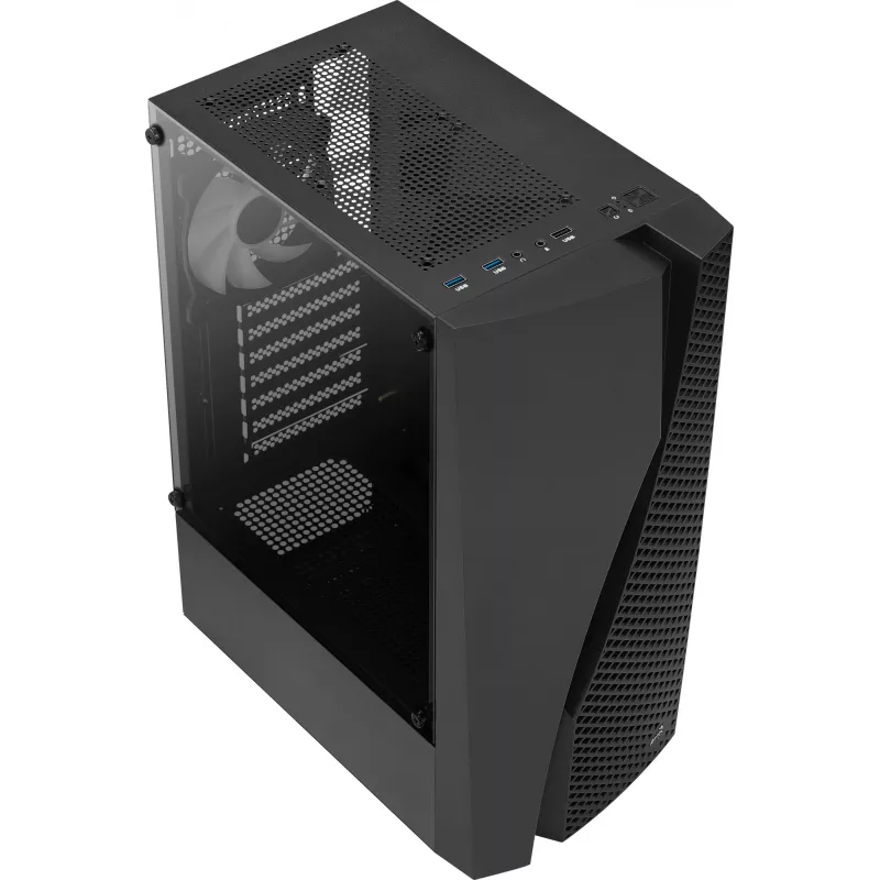 Aerocool WAVEBKV3 ATX korpusas su grūdintu stiklu ir 4 RGB ventiliatoriais, juodas