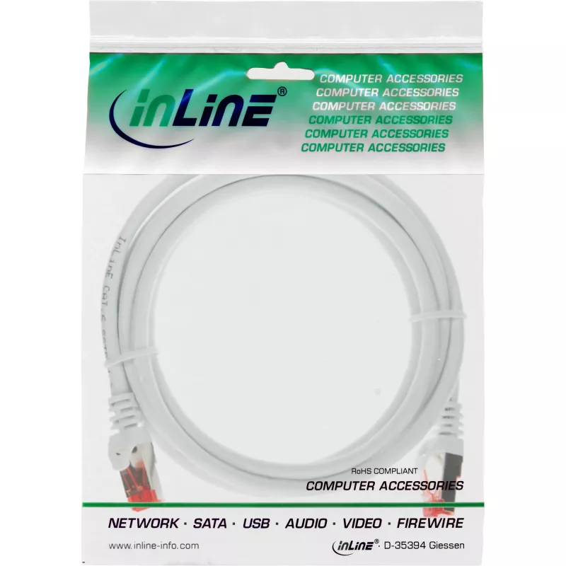 InLine Patch Laidas S/FTP PiMF Cat.6 250MHz PVC varis baltas 0.5m