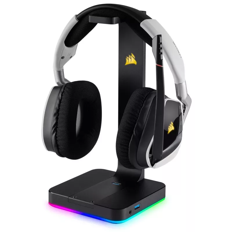 CORSAIR ST100 RGB Premium stovas ausinėms su 7.1 virtualiu erdviniu garsu