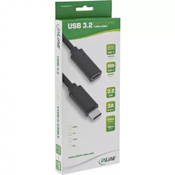 USB 3.2 Gen.1x2 ilginimo laidas InLine 35772 2m USB-C kištukas/lizdas juodas