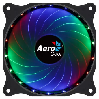 AEROCOOL COSMO12FRGB 120 mm kompiuterio korpuso ventiliatorius, 1000 RPM, 15 RGB šviesos diodų, Molex jungtis, 3,72 W, juodas