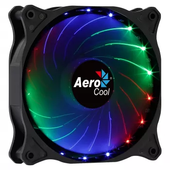 AEROCOOL COSMO12FRGB 120 mm kompiuterio korpuso ventiliatorius, 1000 RPM, 15 RGB šviesos diodų, Molex jungtis, 3,72 W, juodas
