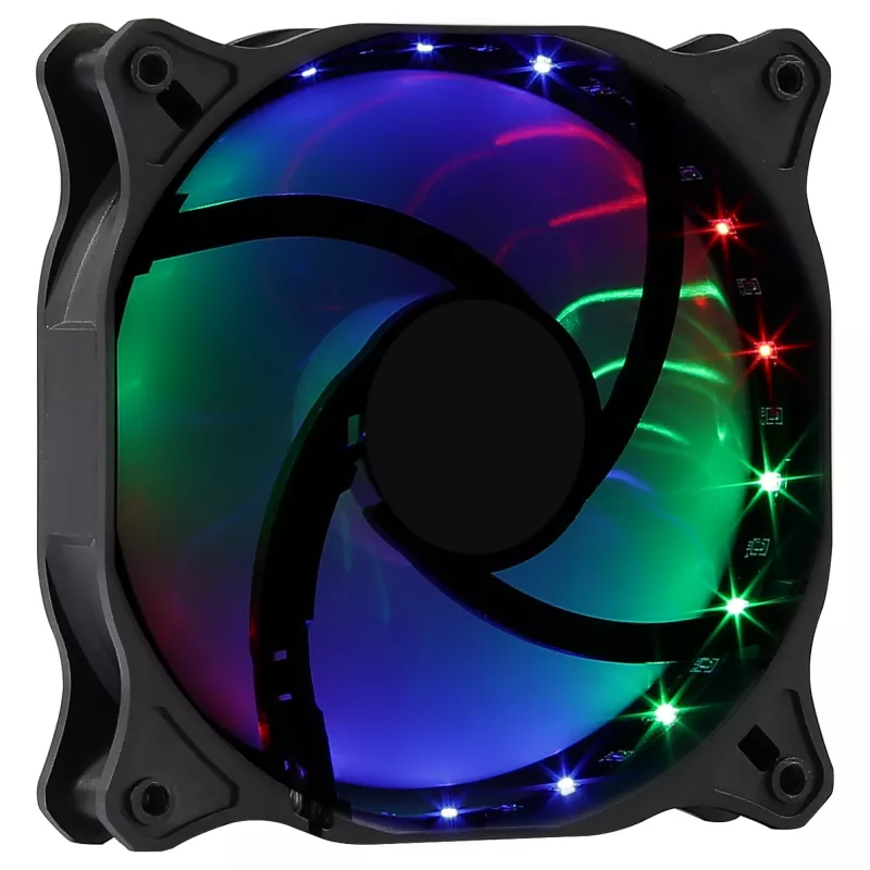 AEROCOOL COSMO12FRGB 120 mm kompiuterio korpuso ventiliatorius, 1000 RPM, 15 RGB šviesos diodų, Molex jungtis, 3,72 W, juodas