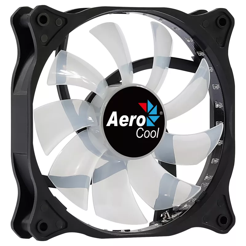 AEROCOOL COSMO12FRGB 120 mm kompiuterio korpuso ventiliatorius, 1000 RPM, 15 RGB šviesos diodų, Molex jungtis, 3,72 W, juodas