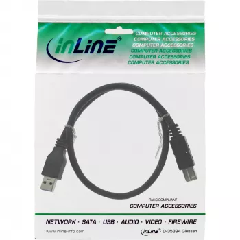InLine USB 3.2 Gen.1 laidas Type A kištukas / Type B kištukas, juodas, 3 m