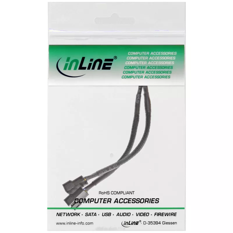InLine PWM ventiliatoriaus maitinimo Y kabelis, 4 kontaktų, 1M/2F, 0,15 m