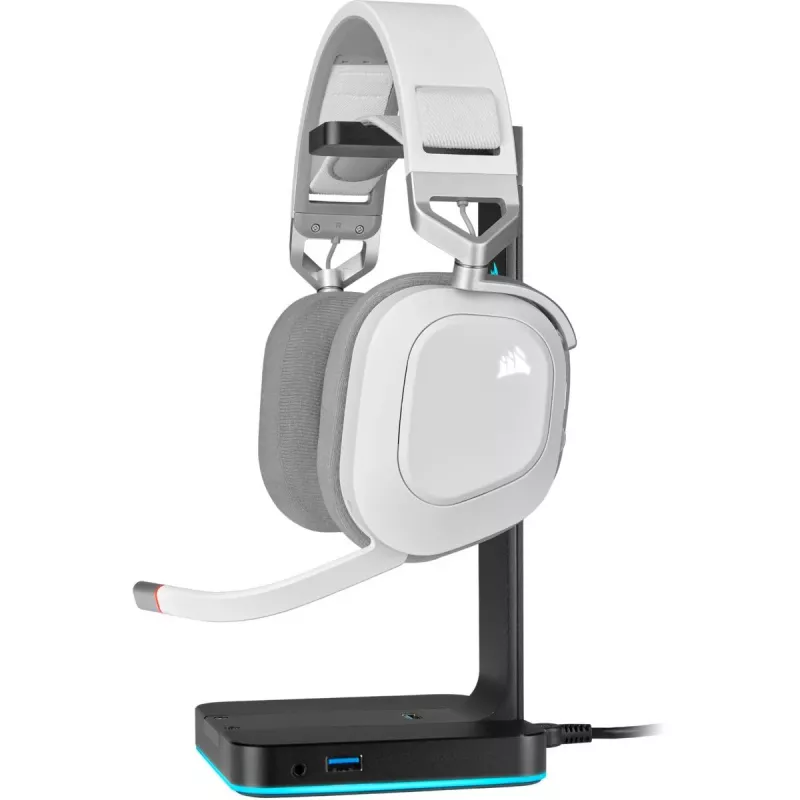 CORSAIR Gaming ausinės HS80 RGB Wireless – belaidės, baltos