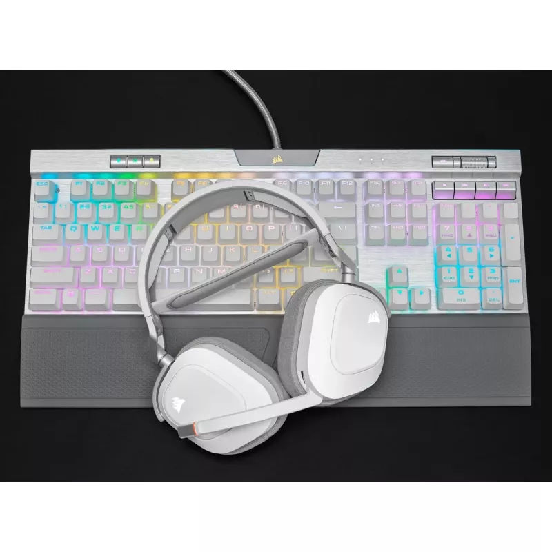CORSAIR Gaming ausinės HS80 RGB Wireless – belaidės, baltos