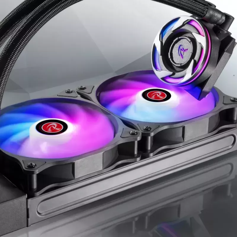 RAIJINTEK EOS 12 RBW ADD 120 mm hidraulinis guolis PWM ventiliatorius, 800–1800 RPM, 2 vnt., juoda/balta