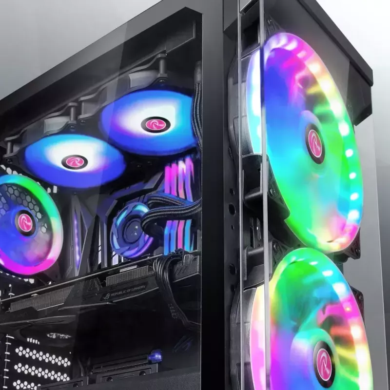 RAIJINTEK EOS 12 RBW ADD 120 mm hidraulinis guolis PWM ventiliatorius, 800–1800 RPM, 2 vnt., juoda/balta